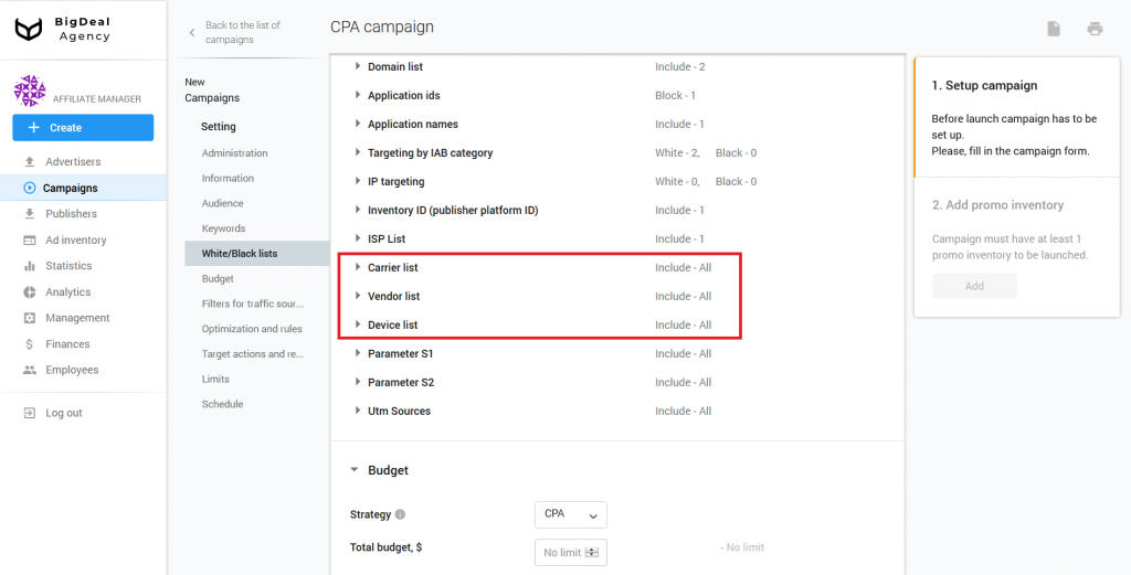 Creation of CPA Campaign