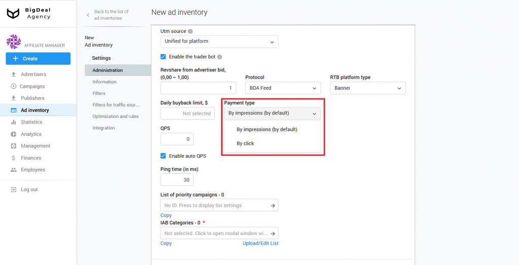 Creation of SSP/Feed Ad Inventory