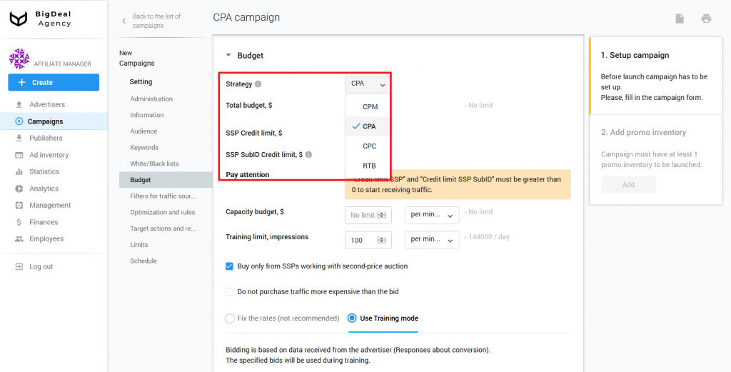 Creation of CPA Campaign