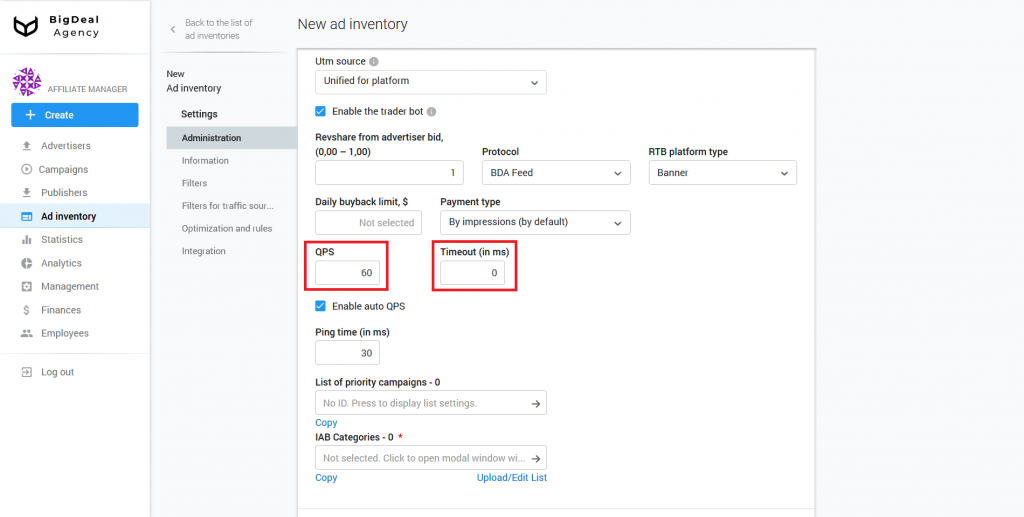 Creation of SSP/Feed Ad Inventory