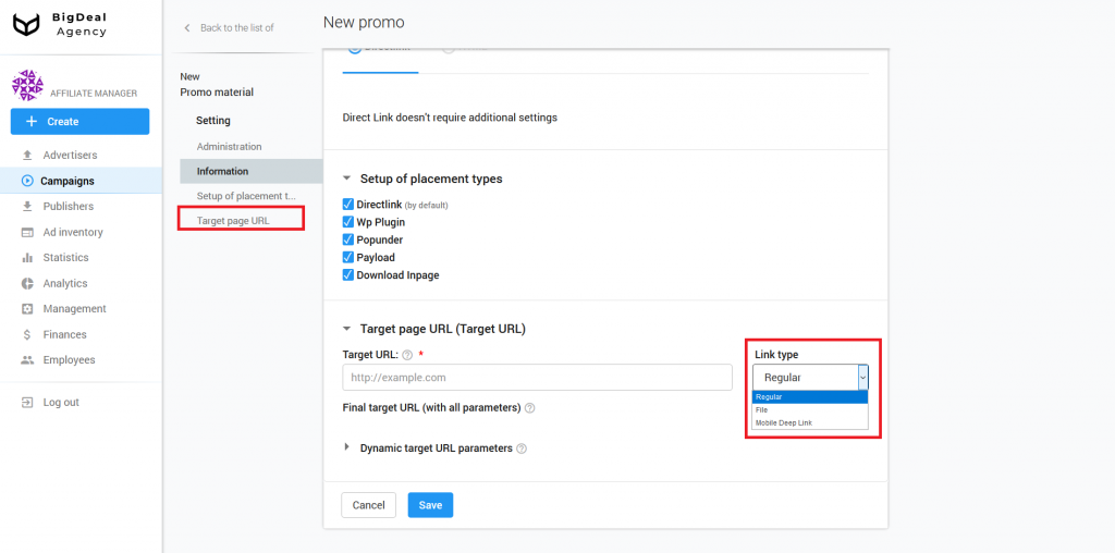 How to set up Directlink Promo Material