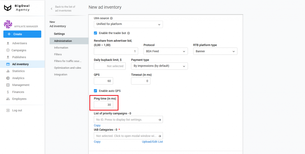 Creation of SSP/Feed Ad Inventory