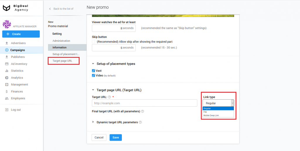 How to set up Video Promo Material