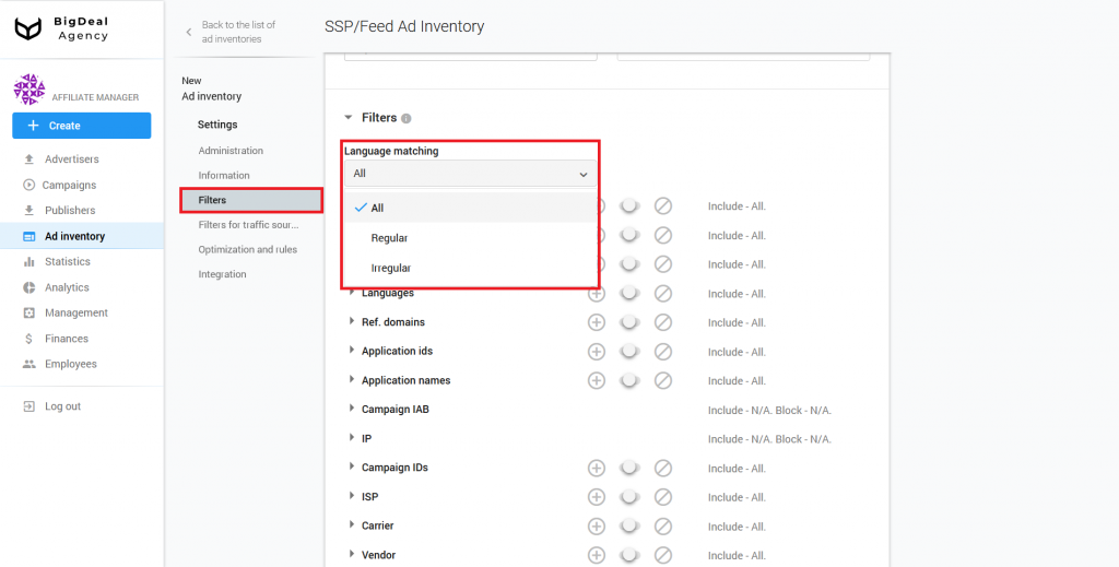 Creation of SSP/Feed Ad Inventory