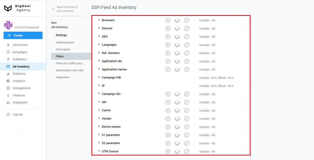 Creation of SSP/Feed Ad Inventory