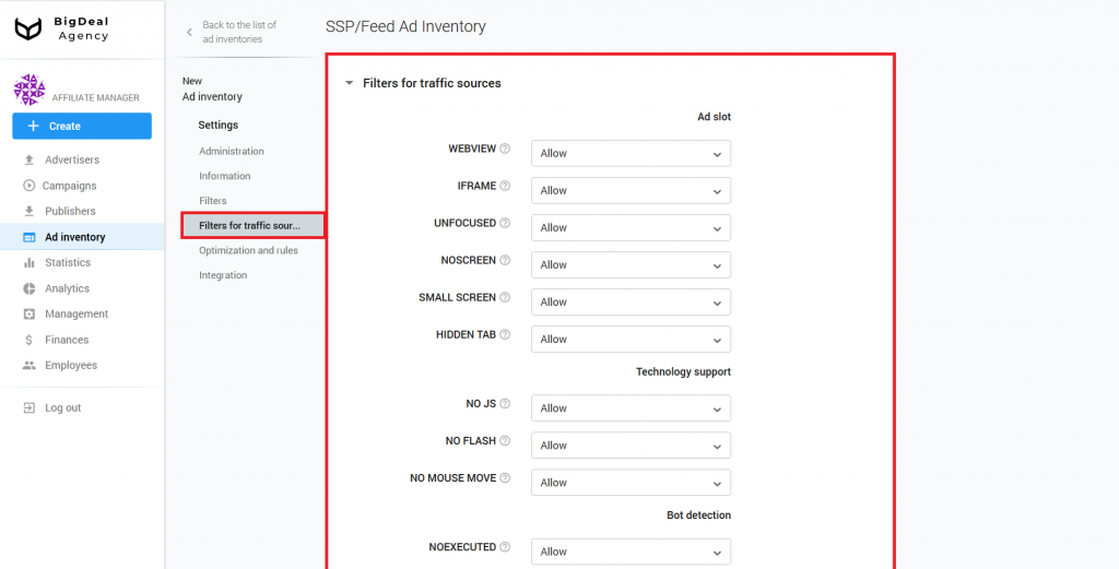 Creation of SSP/Feed Ad Inventory