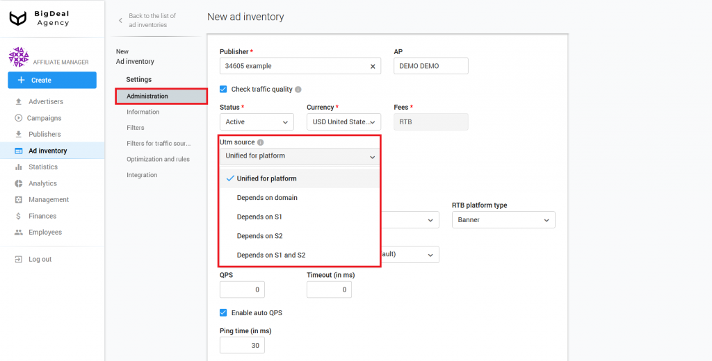 Creation of SSP/Feed Ad Inventory