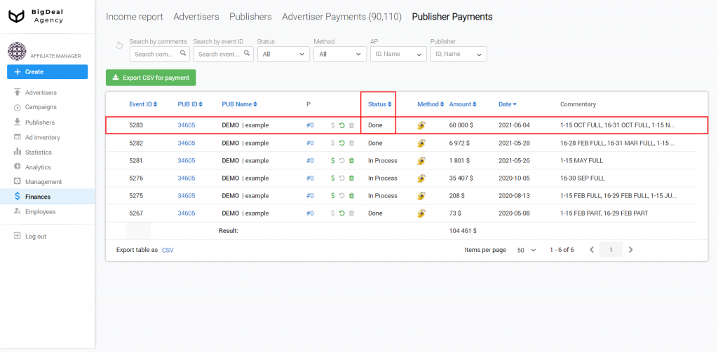 Confirmation of Payments by Advertisers and Publishers