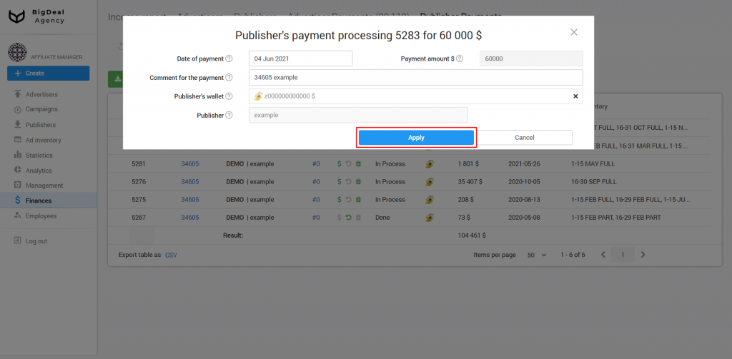 Confirmation of Payments by Advertisers and Publishers