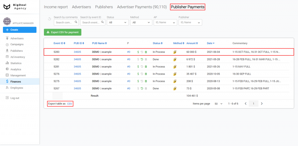 Confirmation of Payments by Advertisers and Publishers